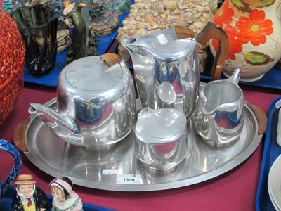 Lot 1300 - Picquot Ware Four Piece Tea Service, on oval...