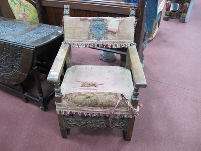 Lot 1604 - XIX Century Continental Arm Chair, with braid,...