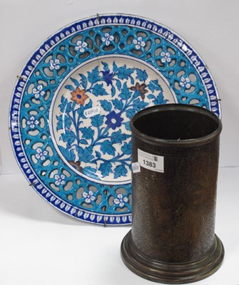 Lot 1354 - Islamic Pottery Plate with Traditional Floral...