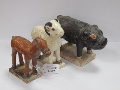 Lot 1387 - Oriental Tang Horse, 12.5cm high, sheep and...