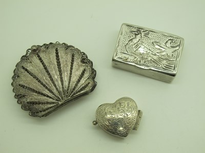 Lot 96 - A Small Modern Heart Shape Pill Box, stamped...