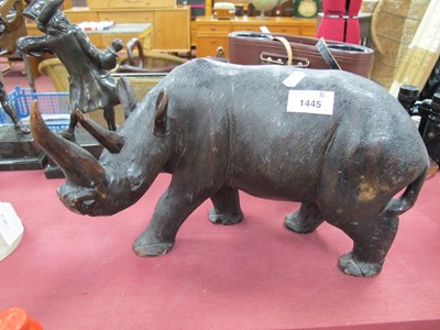 Lot 1445 - Black Forest Carved Figure of a Rhino, 32cm long.