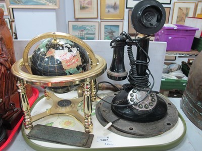 Lot 1487 - Mineral Terrestrial Globe, candlestick...