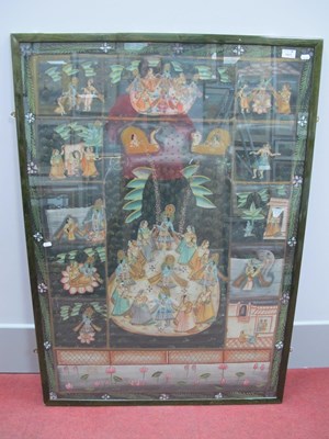 Lot 1511 - Indian school, watercolour on fabric, figures...