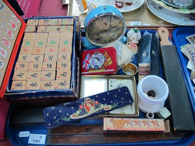 Lot 1401 - Mah-Jong, Smith alarm clock, playing cards,...