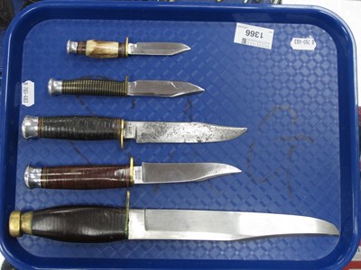 Lot 1366 - William Rodgers two Bowie knives with leather...