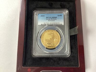 Lot 594 - 2021 Fine Gold 1oz £100 Britannia Coin, PCGS...