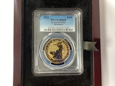 Lot 595 - 2021 Fine Gold 1oz £100 Britannia Coin, PCGS...