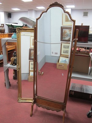 Lot 1553 - Walnut Cheval Mirror, with shaped top and...