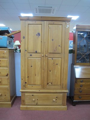 Lot 1495 - Pine Wardrobe, with astepped cornice, twin...