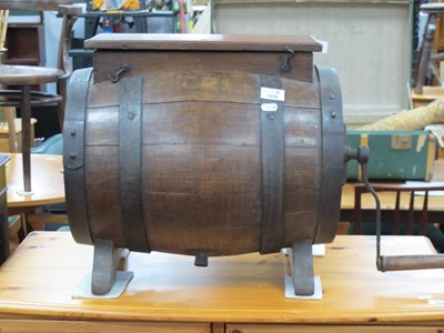 Lot 1608 - A Large Table Top Victorian Oak Barrel Butter...