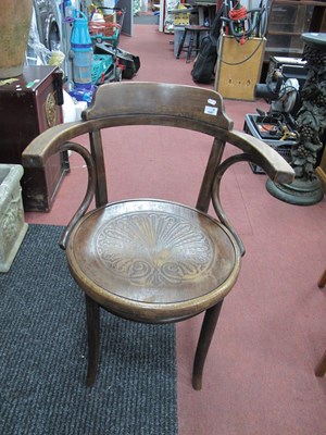 Lot 1597 - An Early XX Century Bentwood Armchair, label...