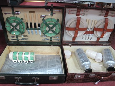 Lot 1505 - Two Part Fitted Motorist's Picnic Cases, one...