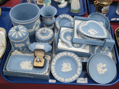 Lot 1249 - Wedgwood Powder Blue Jasperware Cachepot,...