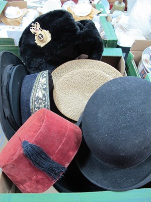 Lot 1120 - Two Vintage Straw Boaters, bowler hats,...