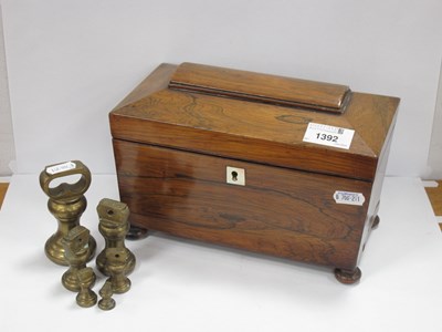 Lot 1392 - XIX Century Rosewood Tea Caddy with a...