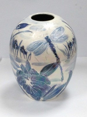 Lot 1289 - Anita Harris Blue and White Lustre 'Dragonfly'...