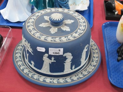 Lot 1260 - A Wedgwood Dark Blue Jasperware Cheese Dome...