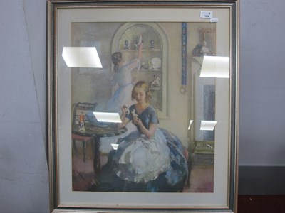 Lot 1356 - Framed Print of Interior Scene of Young Ladies...