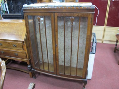 Lot 1589 - 1930s Walnut Bow Front Display Cabinet, on...