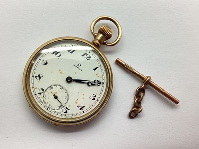 Lot 276 - Omega; A Gold Plated Cased Openface Pocket...