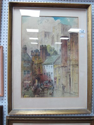 Lot 1528 - F. Robson, Wells Cathedral with Market Scene...