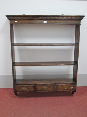 Lot 1640 - Oak Wall Rack, with dentil cornice, three...