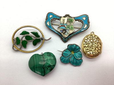 Lot 227 - A Vintage Malachite Heart Pendant, together...