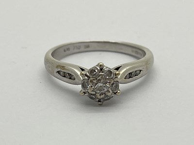 Lot 175 - A Modern 18ct White Gold Diamond Cluster Ring,...