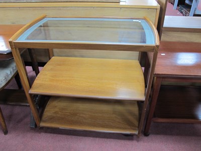 Lot 1616 - Teak Tea Trolley, with curved ends, glass top,...