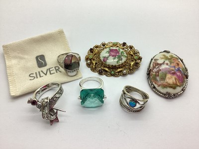 Lot 80 - Modern "925" and Other Dress Rings, Limoges...