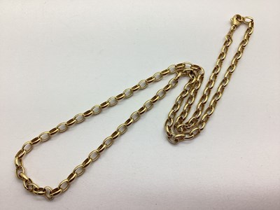 Lot 190 - A Modern Oval Belcher Link Chain, stamped "375".