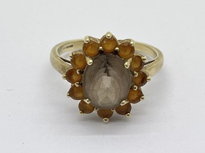 Lot 164 - A Modern QVC 9ct Gold Oval Cluster Ring, claw...