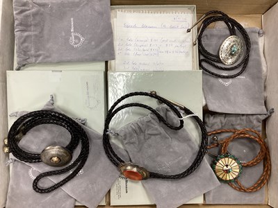 Lot 230A - Modern Native American Bolo Ties, shell inset...