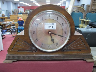 Lot 1443 - Smiths Art Deco Walnut Cased Electric Mantle...