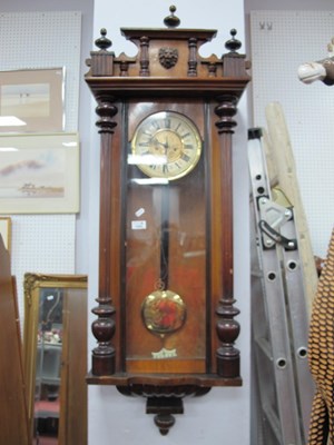 Lot 1555 - XIX Century Walnut Viennese Wall Clock, with 8-...