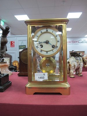 Lot 1452 - Brass Cased Mantle Clock, with bevelled glass...