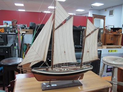 Lot 1584 - Wooden Model Yacht, with fully rigged sails,...