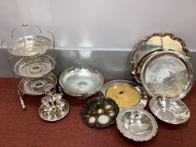 Lot 12 - A Decorative Plated Three Tier Cake Stand,...