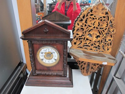 Lot 1158 - Oak Cased Mantle Clock, with automatic alarm...