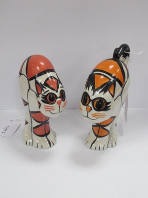 Lot 1332 - Lorna Bailey Two Pottery Cats, both with their...