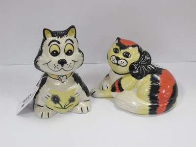 Lot 1328 - Lorna Bailey, yellow cat with ribbon, 11.5cm...