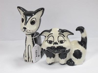 Lot 1314 - Lorna Bailey Cats, in monochrome, the tallest...