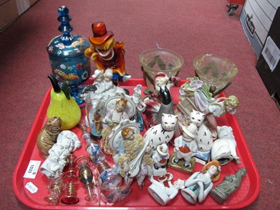 Lot 1033 - Glass Scent Bottles, clown, figurines, vases,...