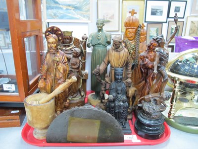 Lot 1486 - Religious Figures, in wood metal and resin,...