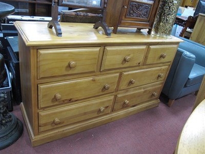 Lot 1580 - Pine Straight Front Chest of Seven Various...