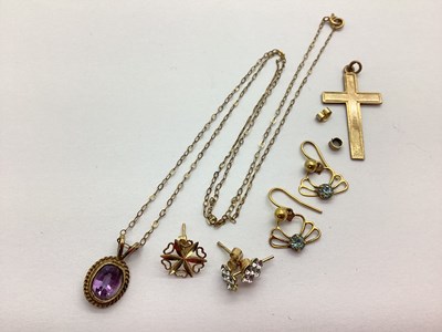 Lot 216 - A 9ct Gold Cross Pendant, a 9ct gold stone set...