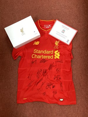 Lot 700A - Liverpool New Balance Home Shirt, bearing many...