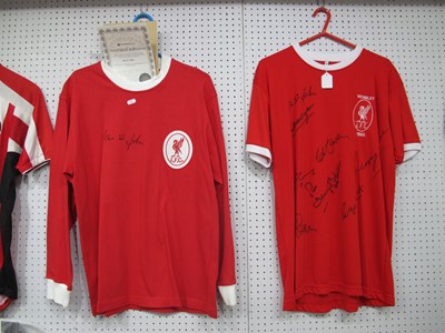 Lot 412 - Liverpool Retro Home Shirts, one XL signed by...