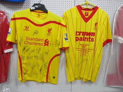 Lot 417 - Liverpool Yellow Away Shirts, Retro 'Crown...